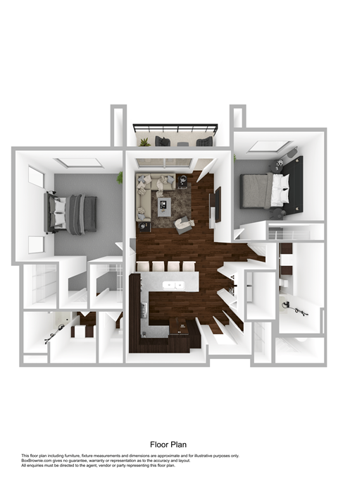 2X2 B Floorplan at Orchard Park Apartments, Idaho Falls, 83404